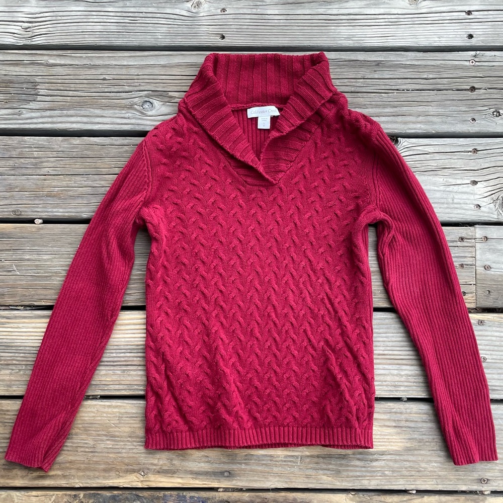 Coldwater Creek Red Cable-knit Sweater Women's Small Size 8